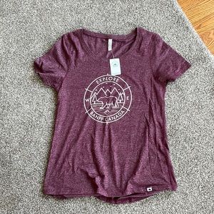 Women's Maroon Explore Banff Canada Tee